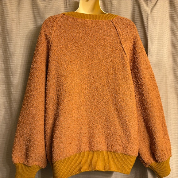 Mittoshop Orange Knit Acrylic Sweater w/balloon sleeves Women's S/M - Picture 4 of 5